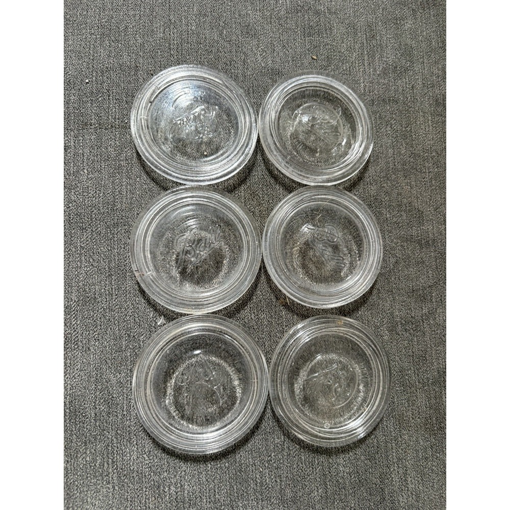 6 Vintage Ball Glass Inserts For Regular Mouth Canning Jars 2 1/2" Set4